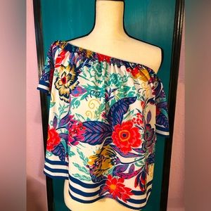 Flying Tomato Off the Shoulder Floral Print Ruffled Top